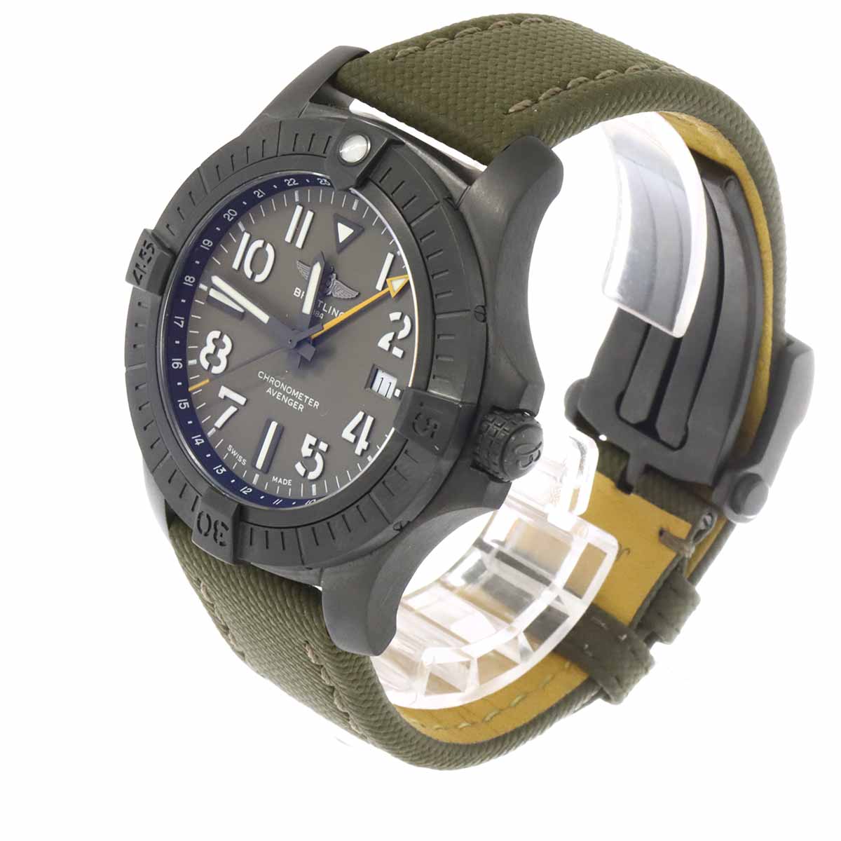 Avenger GMT V32395 Date Automatic Khaki Dial Mens Watch