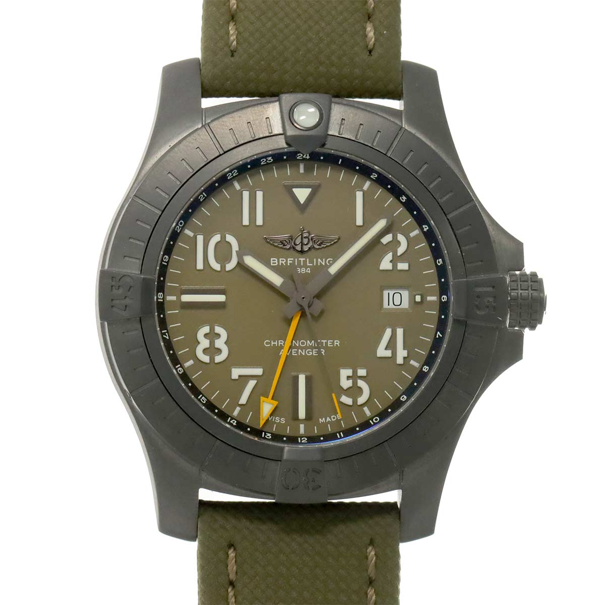 Avenger GMT V32395 Date Automatic Khaki Dial Mens Watch