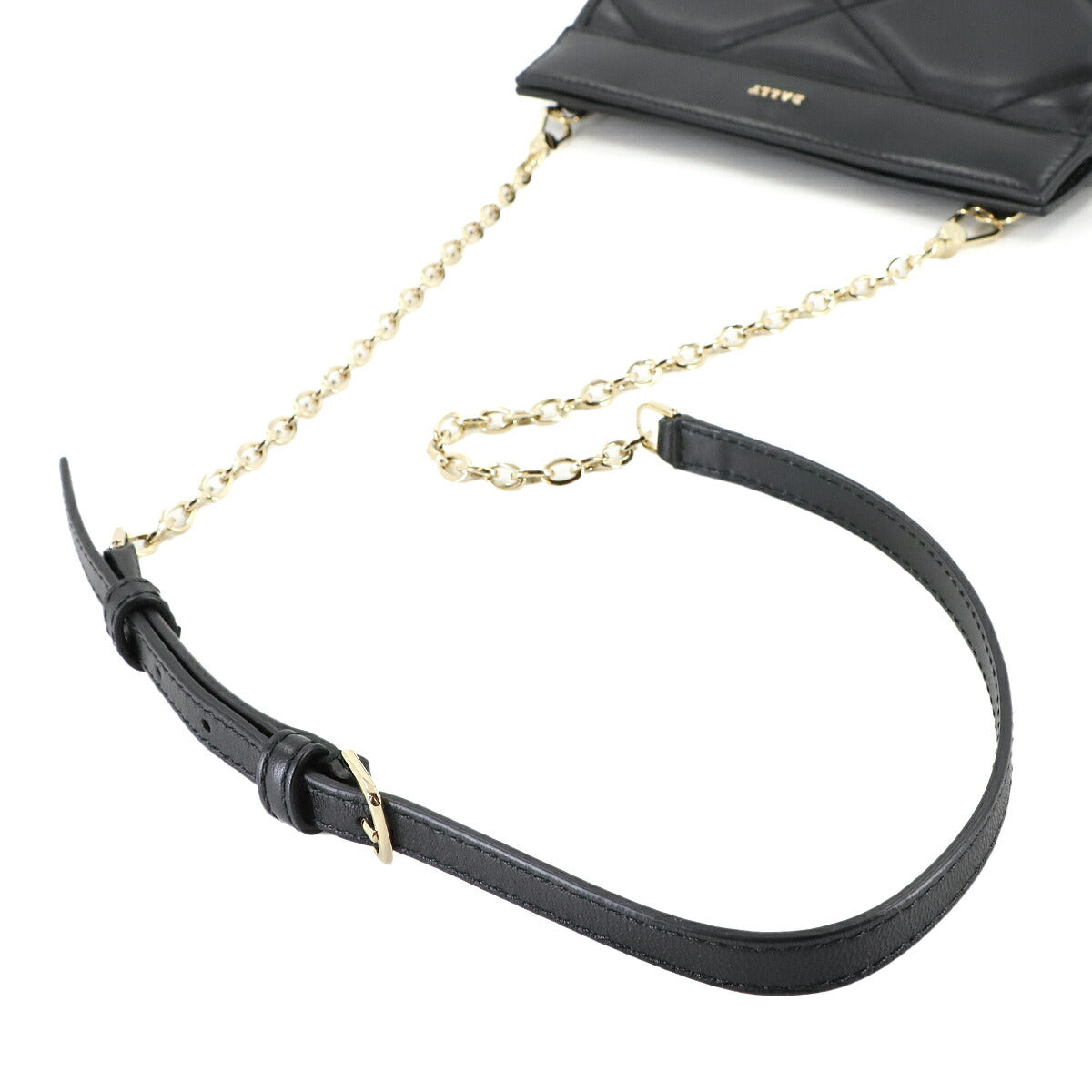 Quilting Chain Shoulder Clutch Bag Leather Black Purse