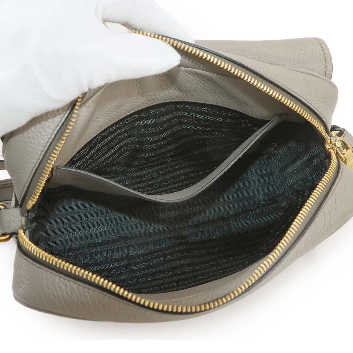 Shoulder Bag Leather Gray 1BD163 Purse