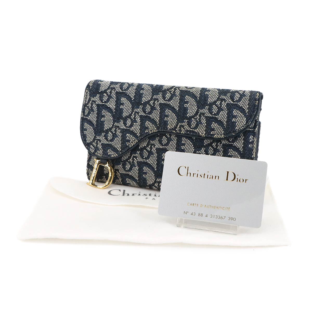 Christian Dior Trotter Saddle Wallet Canvas Navy SLO43032