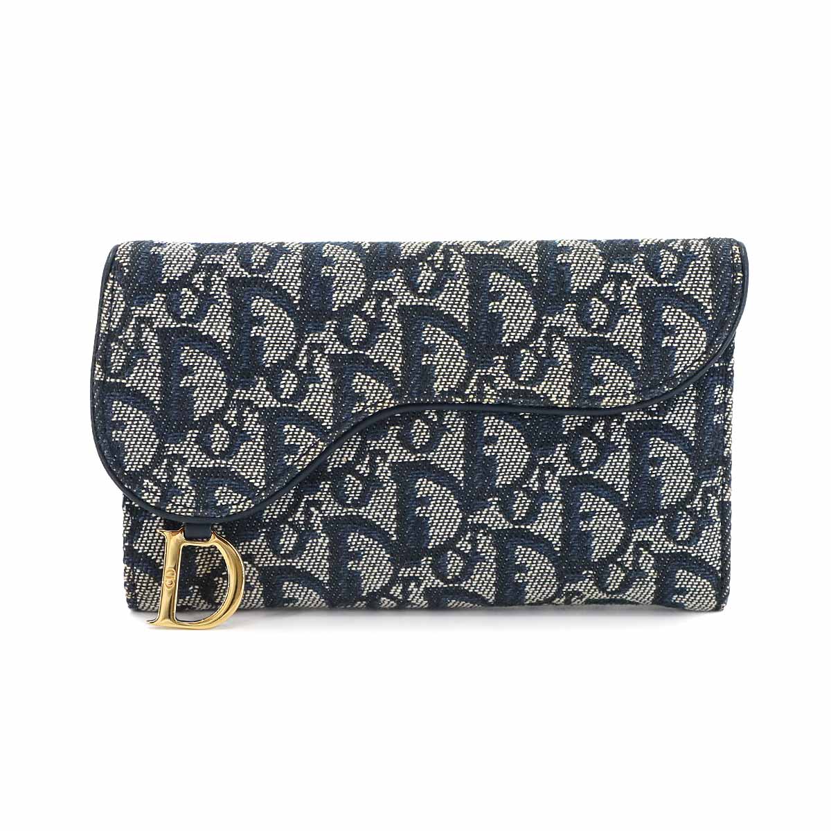 Christian Dior Trotter Saddle Wallet Canvas Navy SLO43032