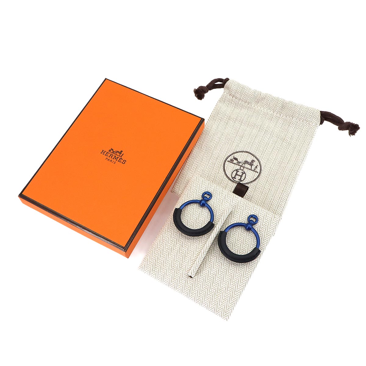 Loop PM Earrings Veau Swift Blue Indigo Accessory