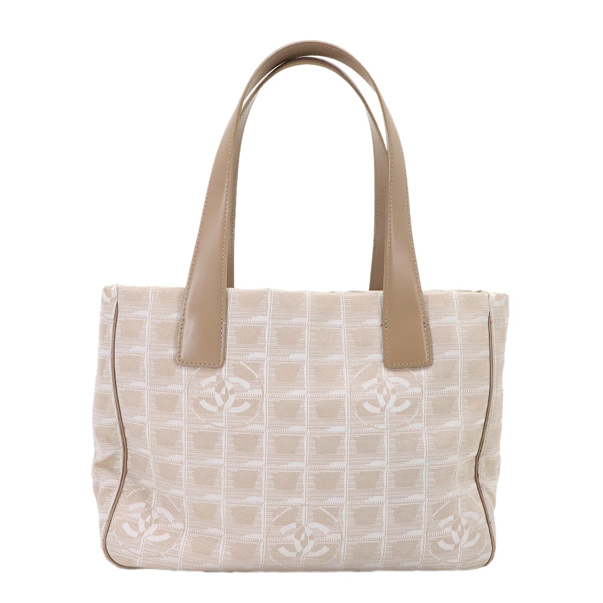 New Travel Line Tote PM Bag Nylon Jacquard Leather Beige A20457