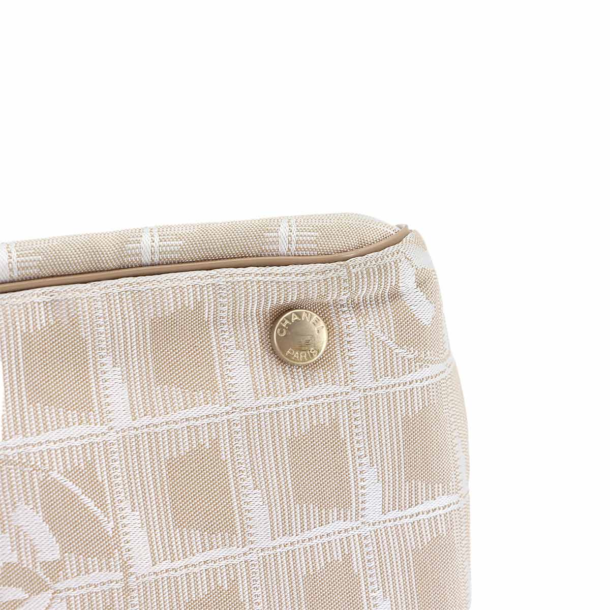 New Travel Line Tote PM Bag Nylon Jacquard Leather Beige A20457