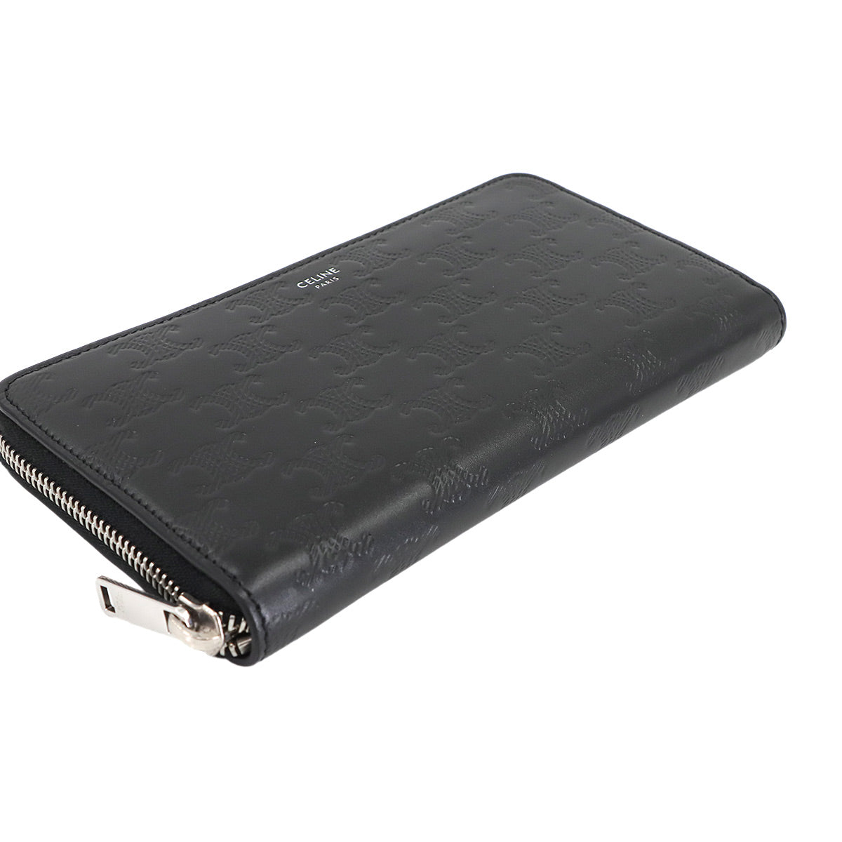 Triomphe Zipped Around Long Wallet Leather Black 10B553FQC