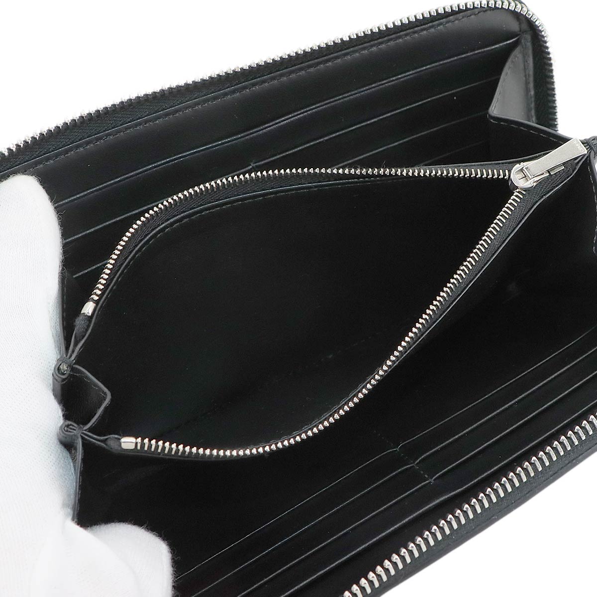 Triomphe Zipped Around Long Wallet Leather Black 10B553FQC