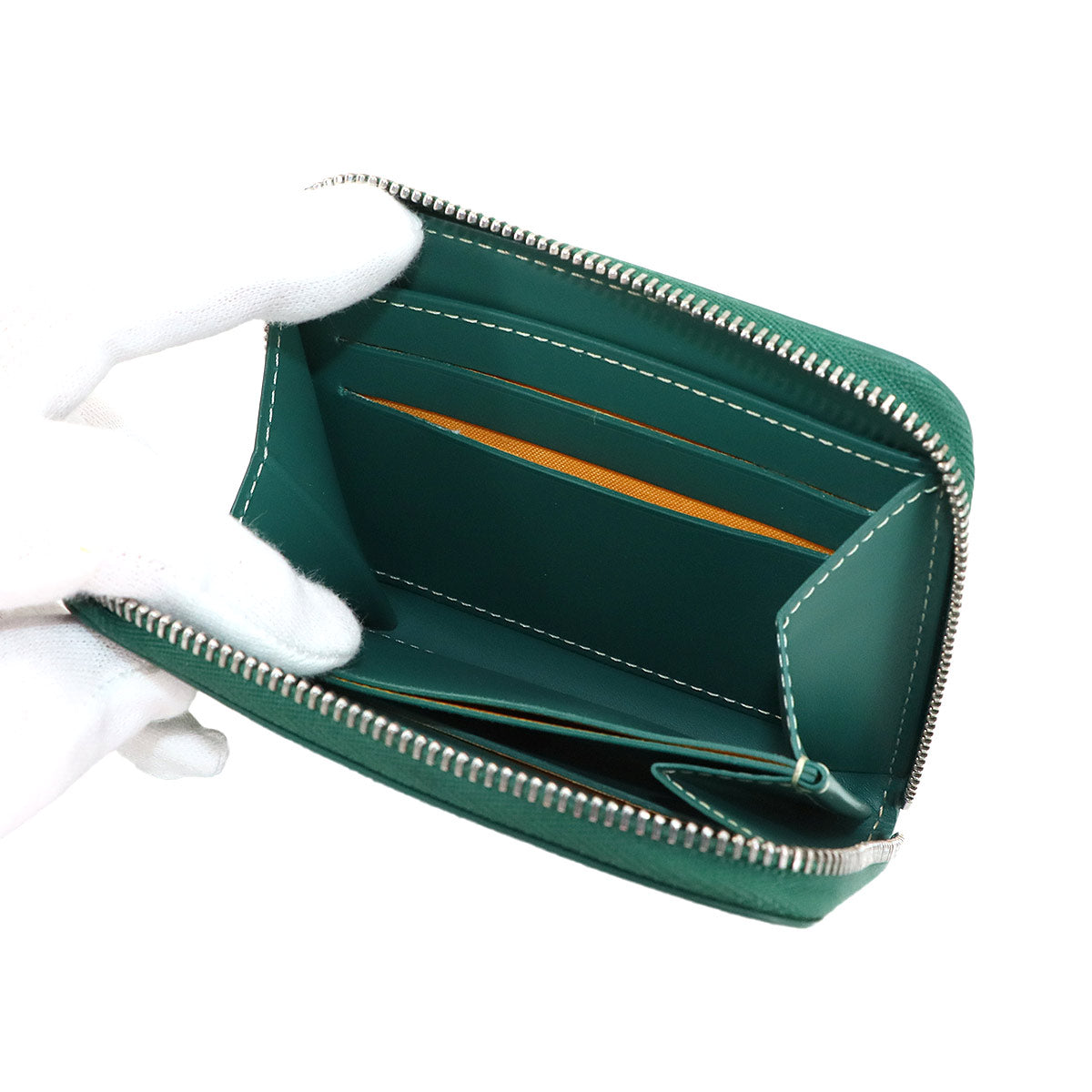 Matignon PM Coin Purse Wallet Herringbone PVC Leather Green