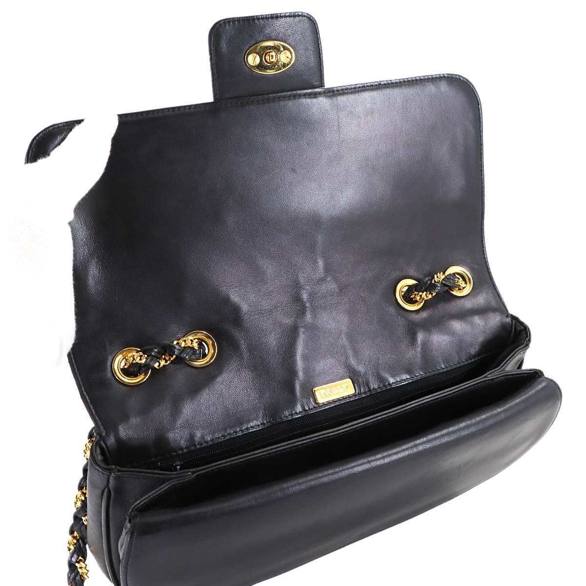 Quilting Shoulder Bag Leather Black Purse