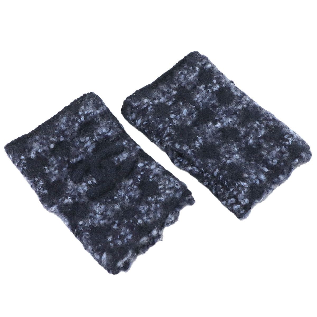 Coco Logos Gloves Cashmere Silk Navy Blue