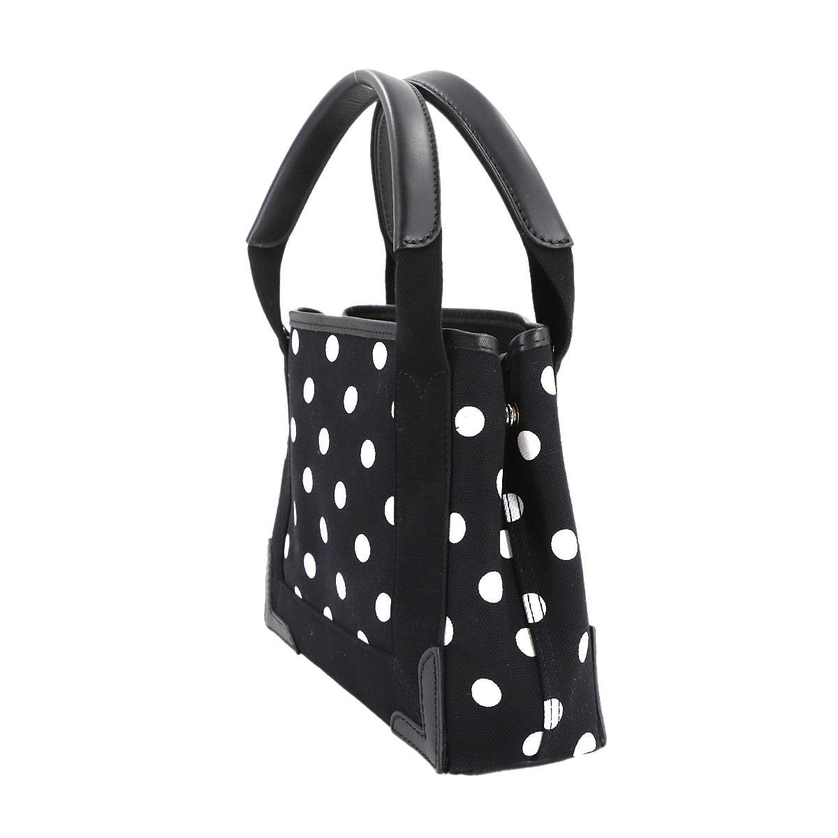 Navy XS Cabas Tote Shoulder Bag Canvas Leather Black