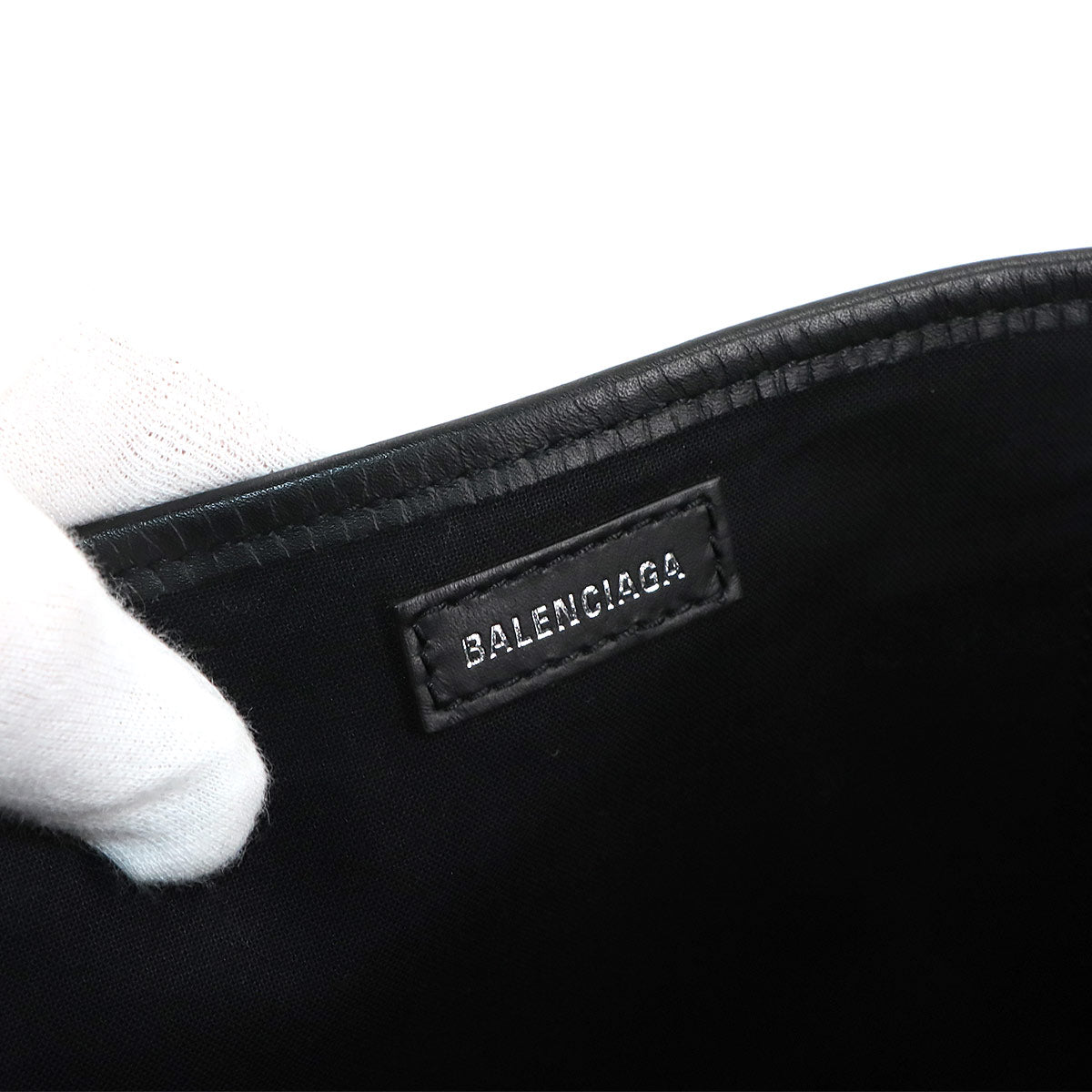 Navy XS Cabas Tote Shoulder Bag Canvas Leather Black