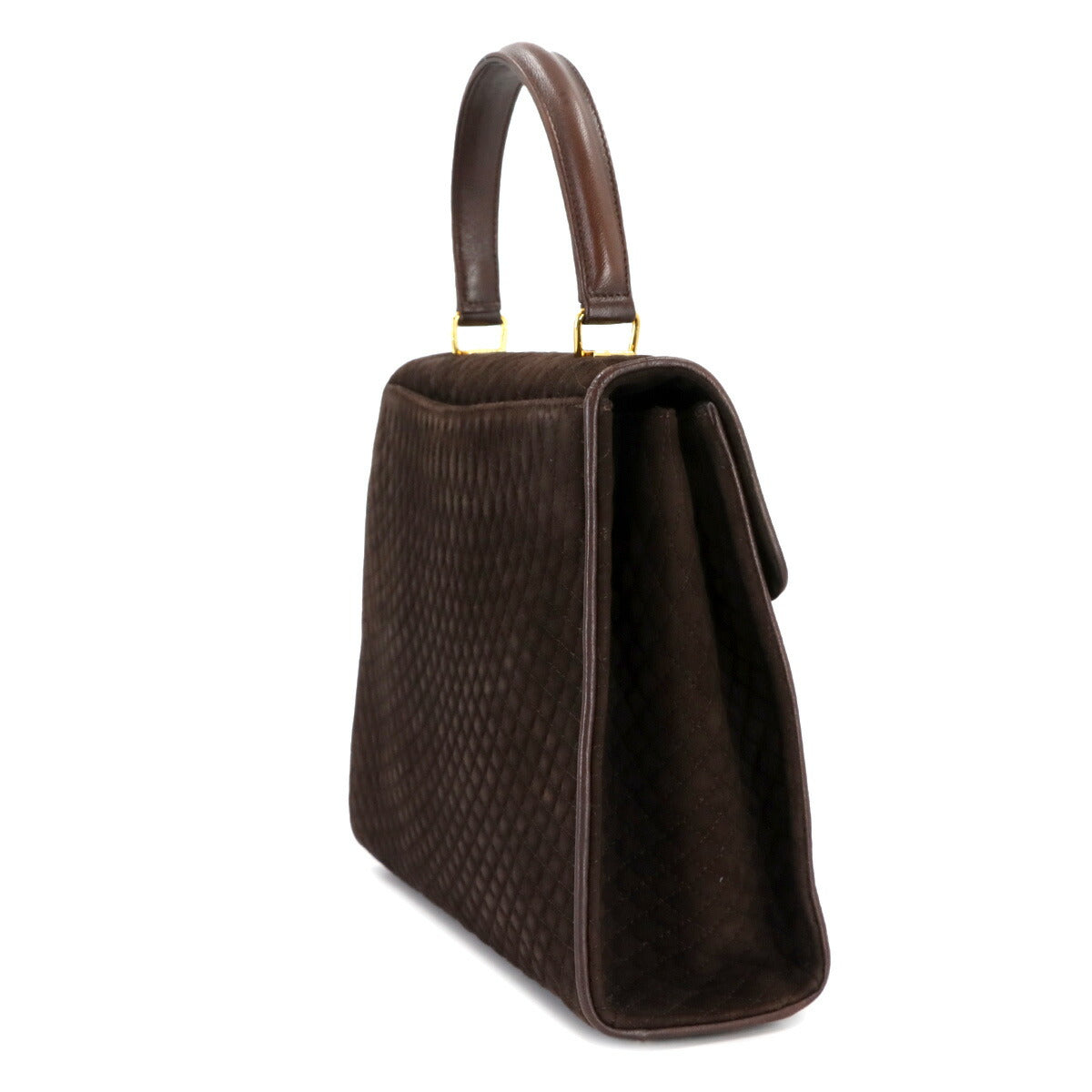 Quilting 2way Hand Shoulder Bag Suede Leather Brown