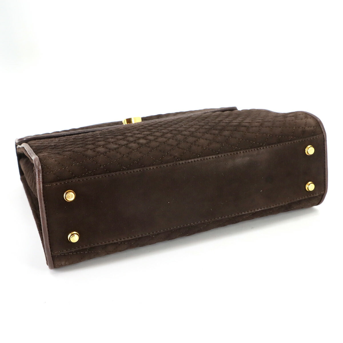 Quilting 2way Hand Shoulder Bag Suede Leather Brown