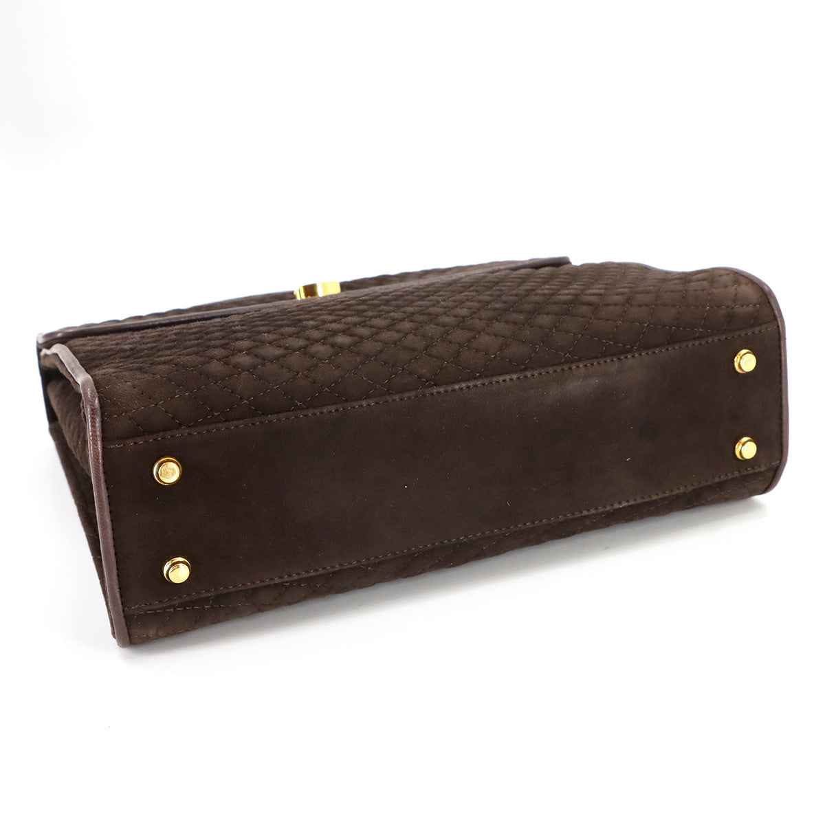 Quilting 2way Hand Shoulder Bag Suede Leather Brown