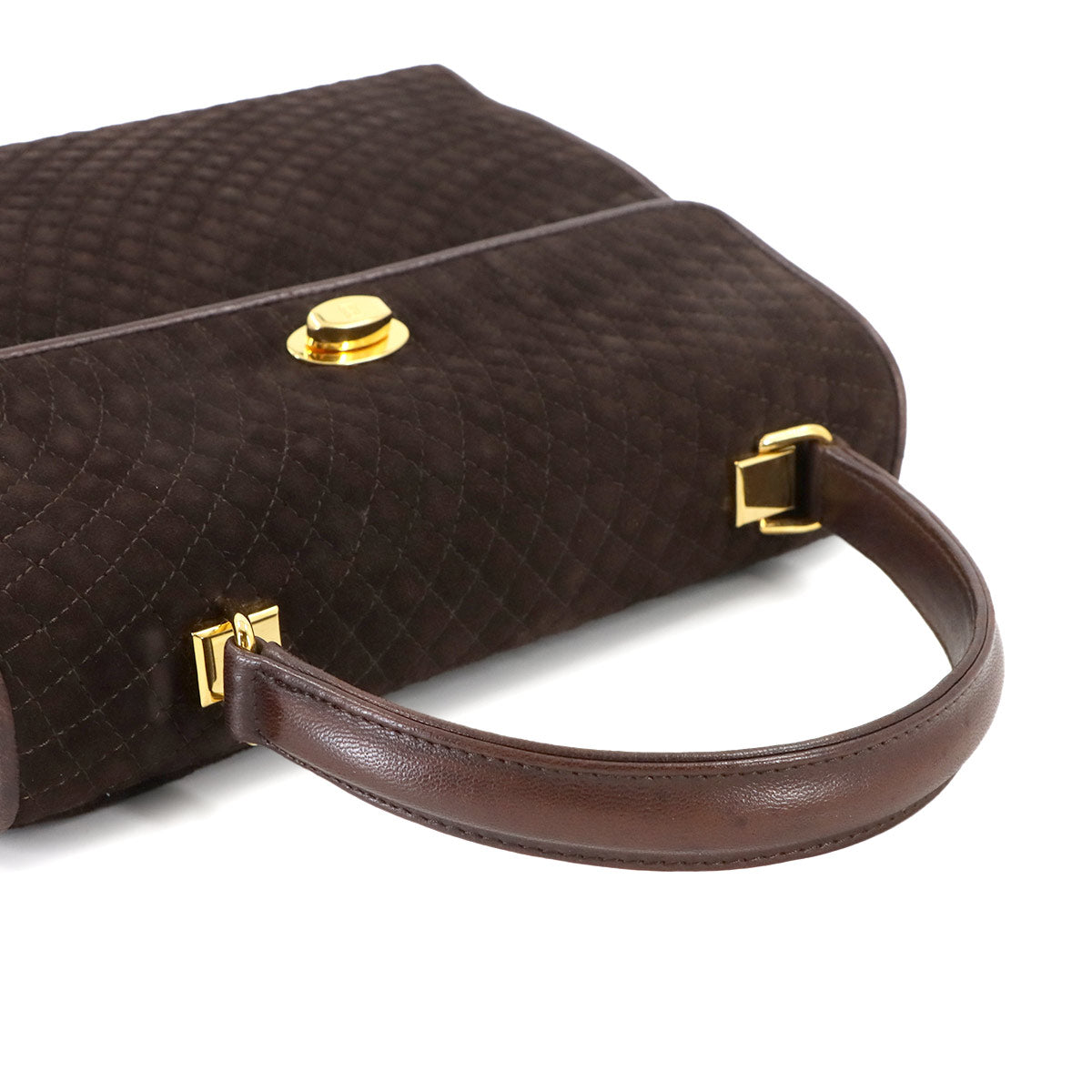 Quilting 2way Hand Shoulder Bag Suede Leather Brown