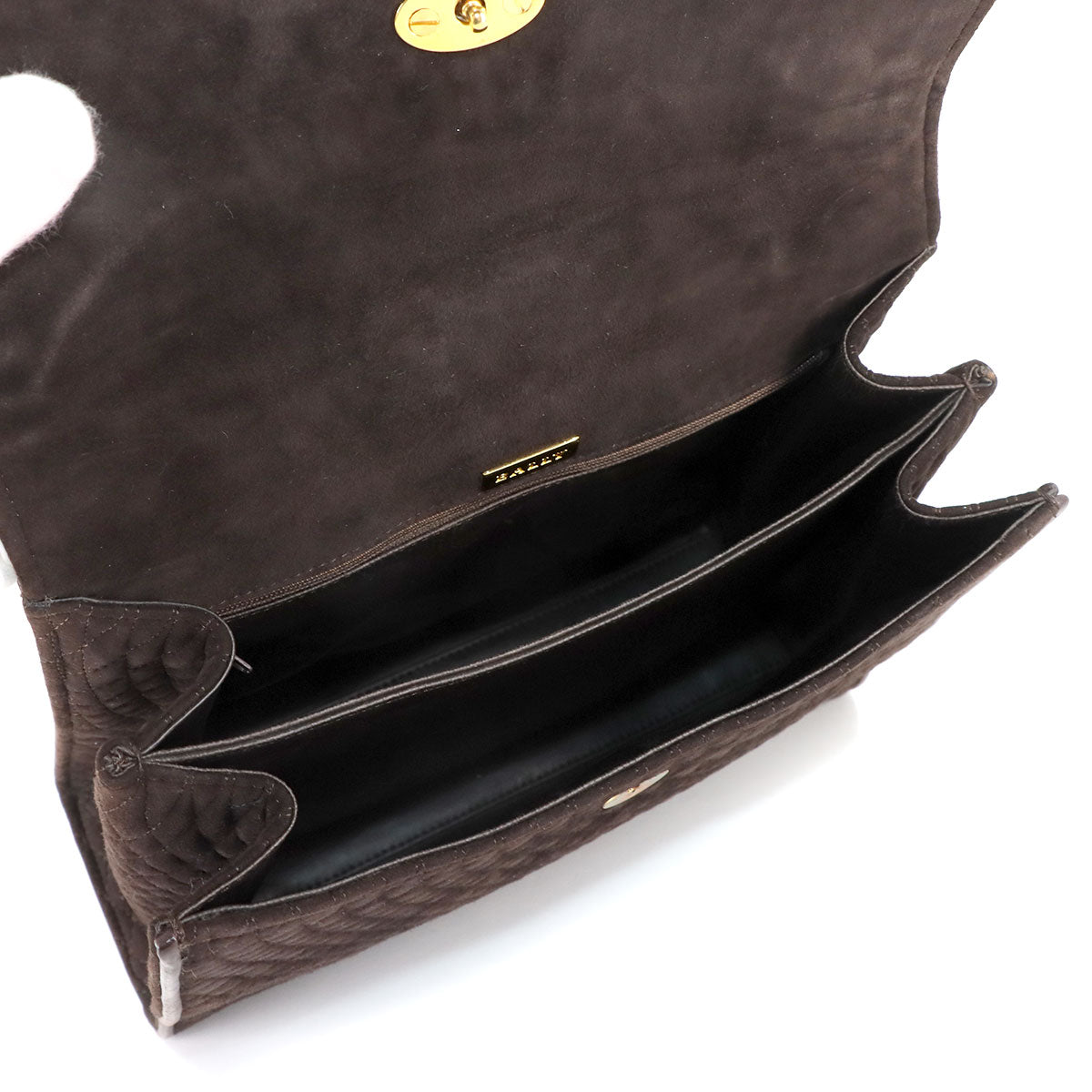 Quilting 2way Hand Shoulder Bag Suede Leather Brown