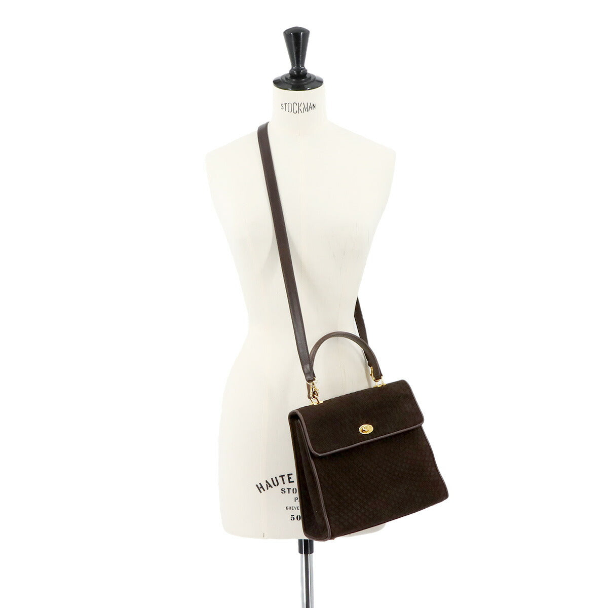 Quilting 2way Hand Shoulder Bag Suede Leather Brown