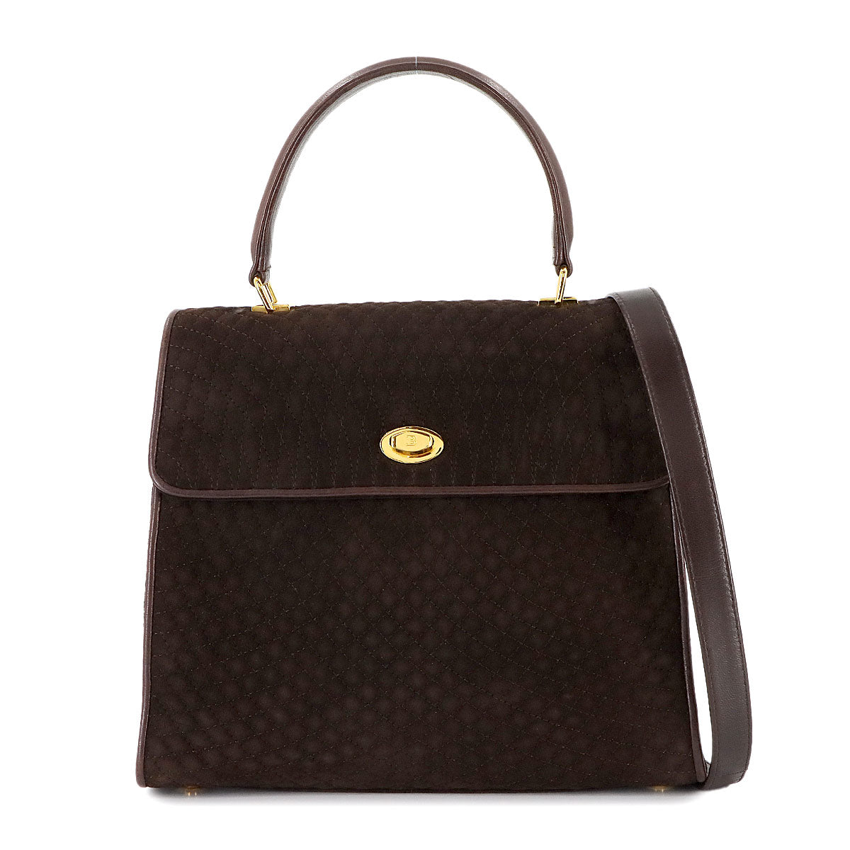 Quilting 2way Hand Shoulder Bag Suede Leather Brown