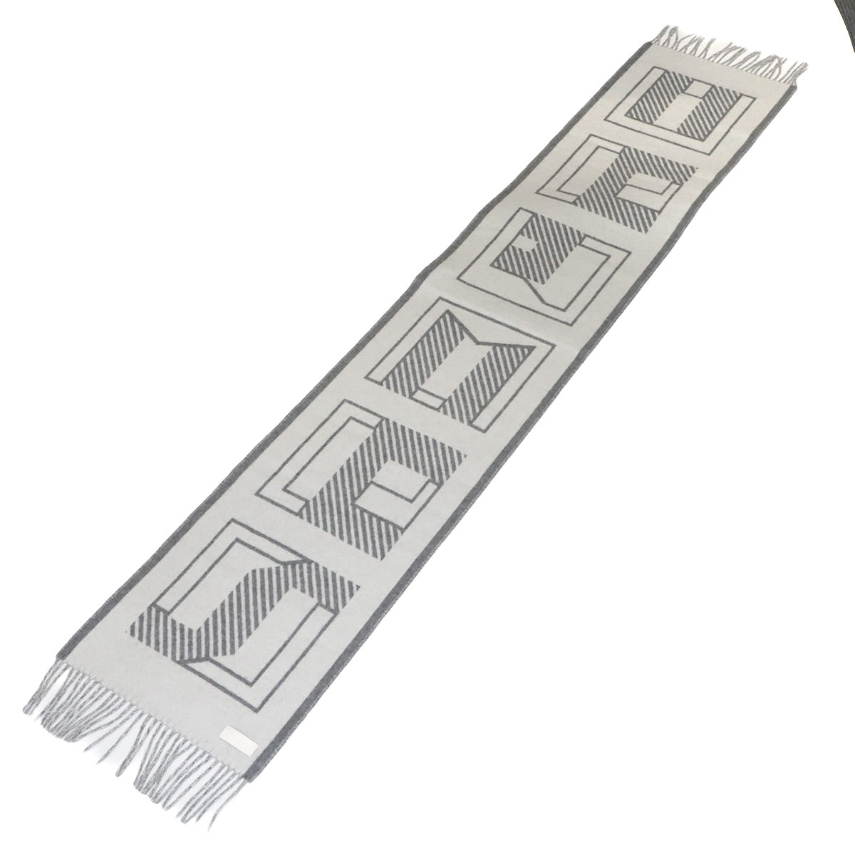 Winter Scarf Lettre au Carre Cashmere 100% Leather Gray White