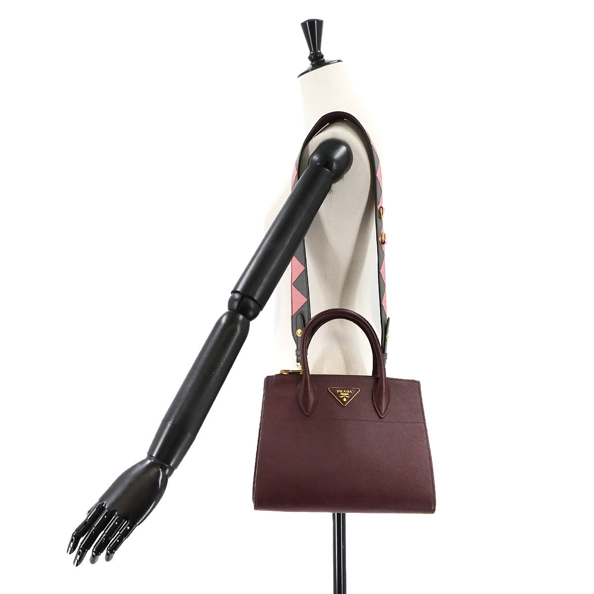 Paradigme Hand Shoulder Bag Saffiano Leather Bordeaux 1BA103