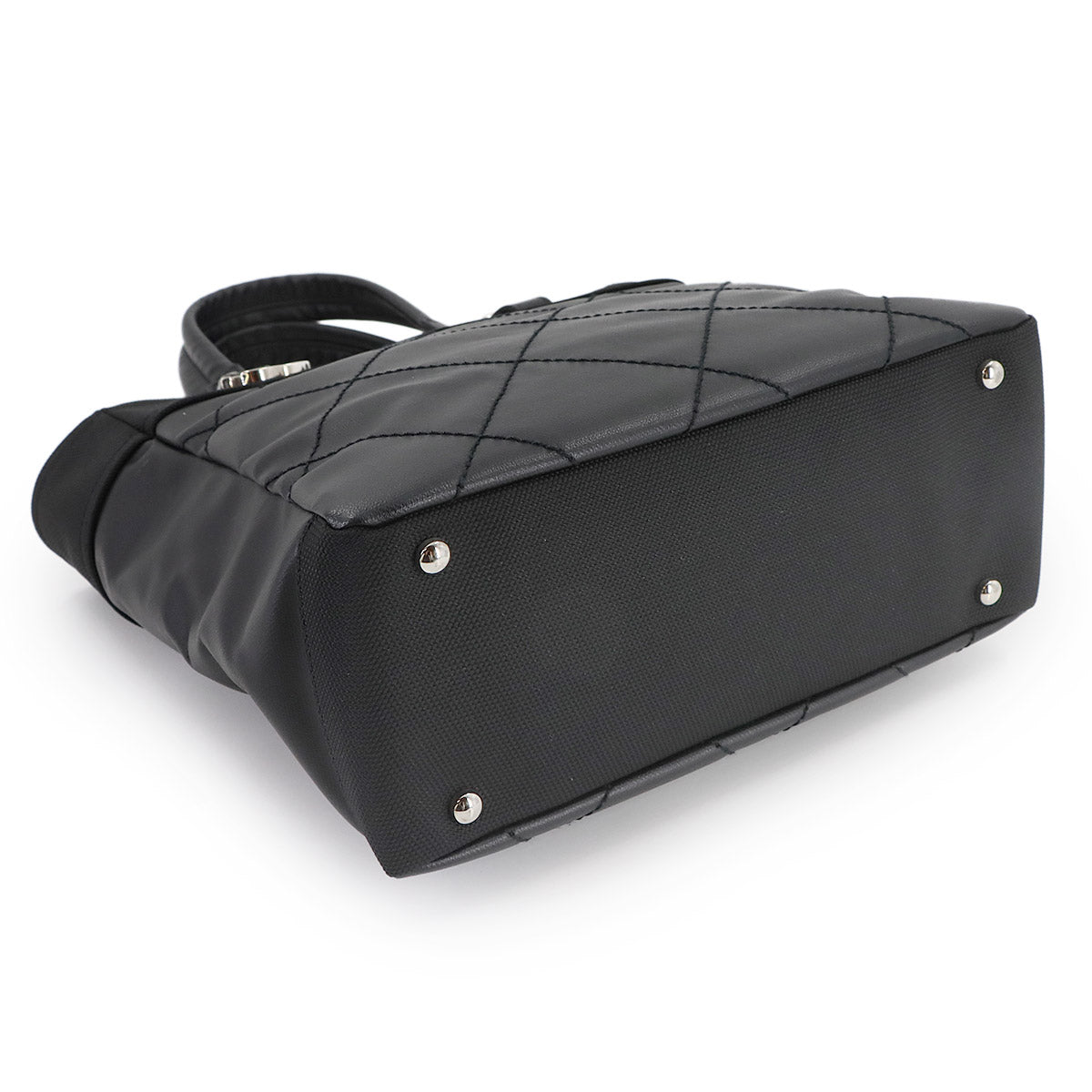 Paris Biarritz PM Tote Bag PVC Nylon Leather Black A34208 Purse