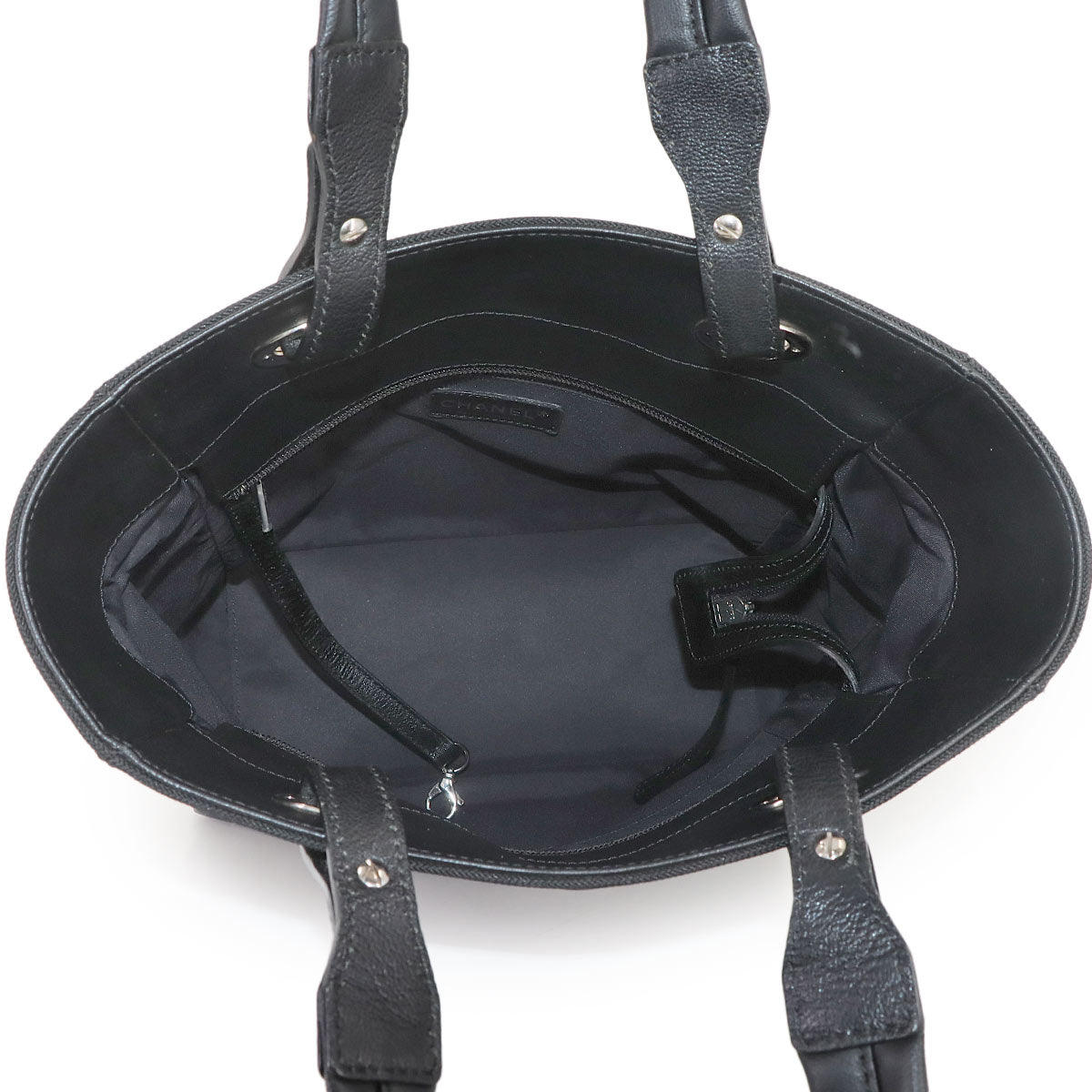 Paris Biarritz PM Tote Bag PVC Nylon Leather Black A34208 Purse