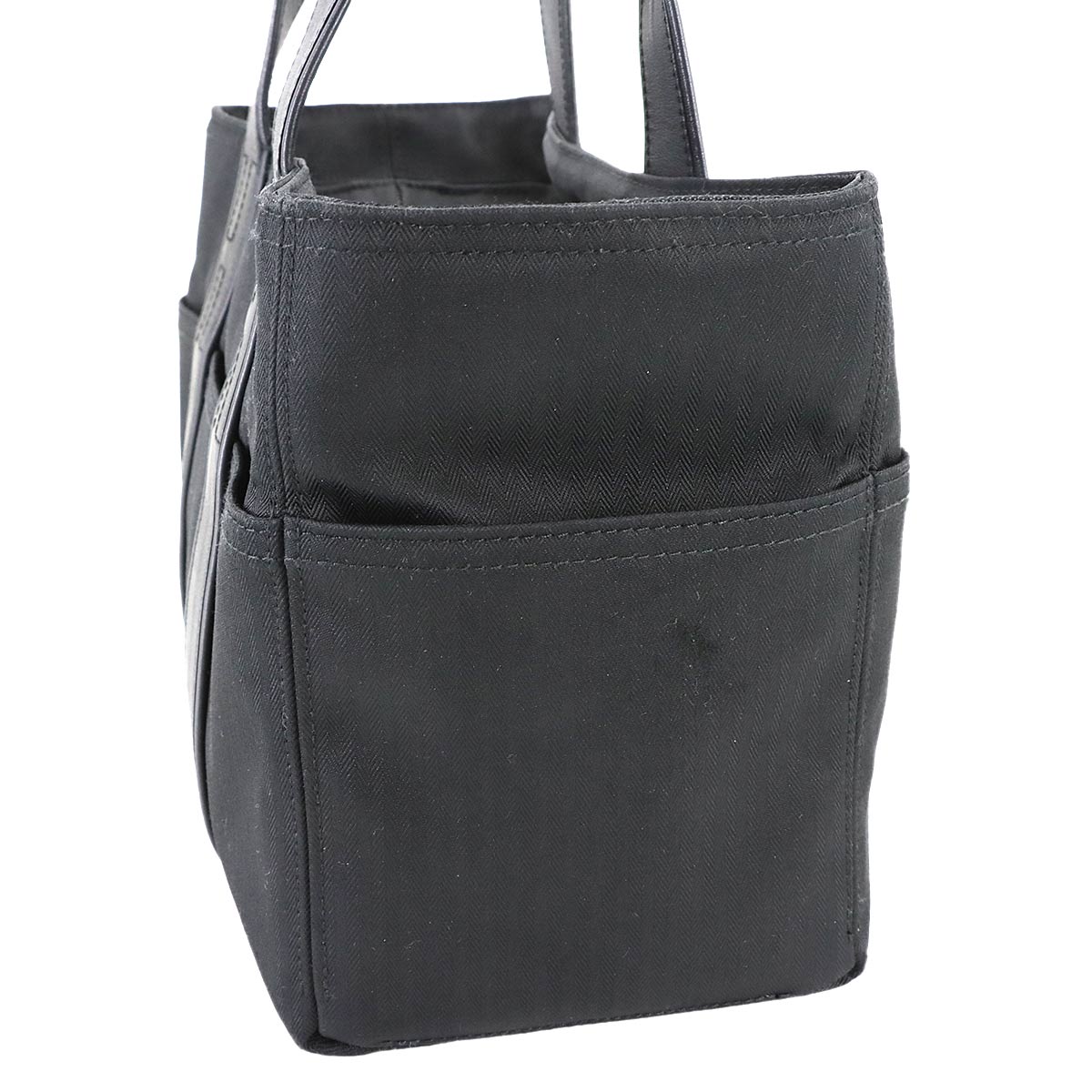 Acapulco PM Hand Bag Toile Chevrons Leather Black Purse