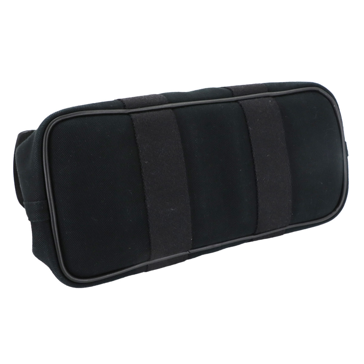 Valparaiso PM Hand Bag Toile Chevron Leather Black Purse