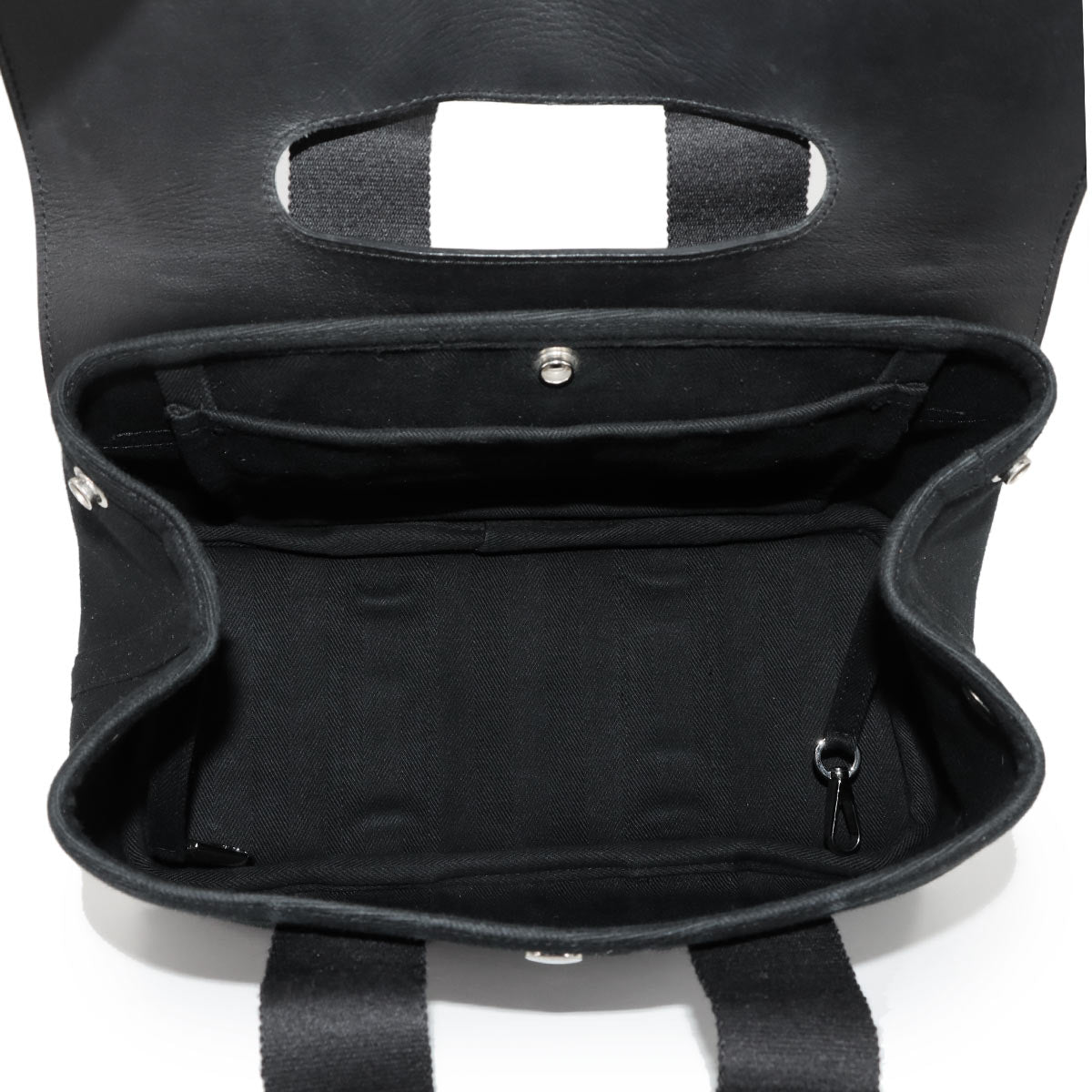 Valparaiso PM Hand Bag Toile Chevron Leather Black Purse