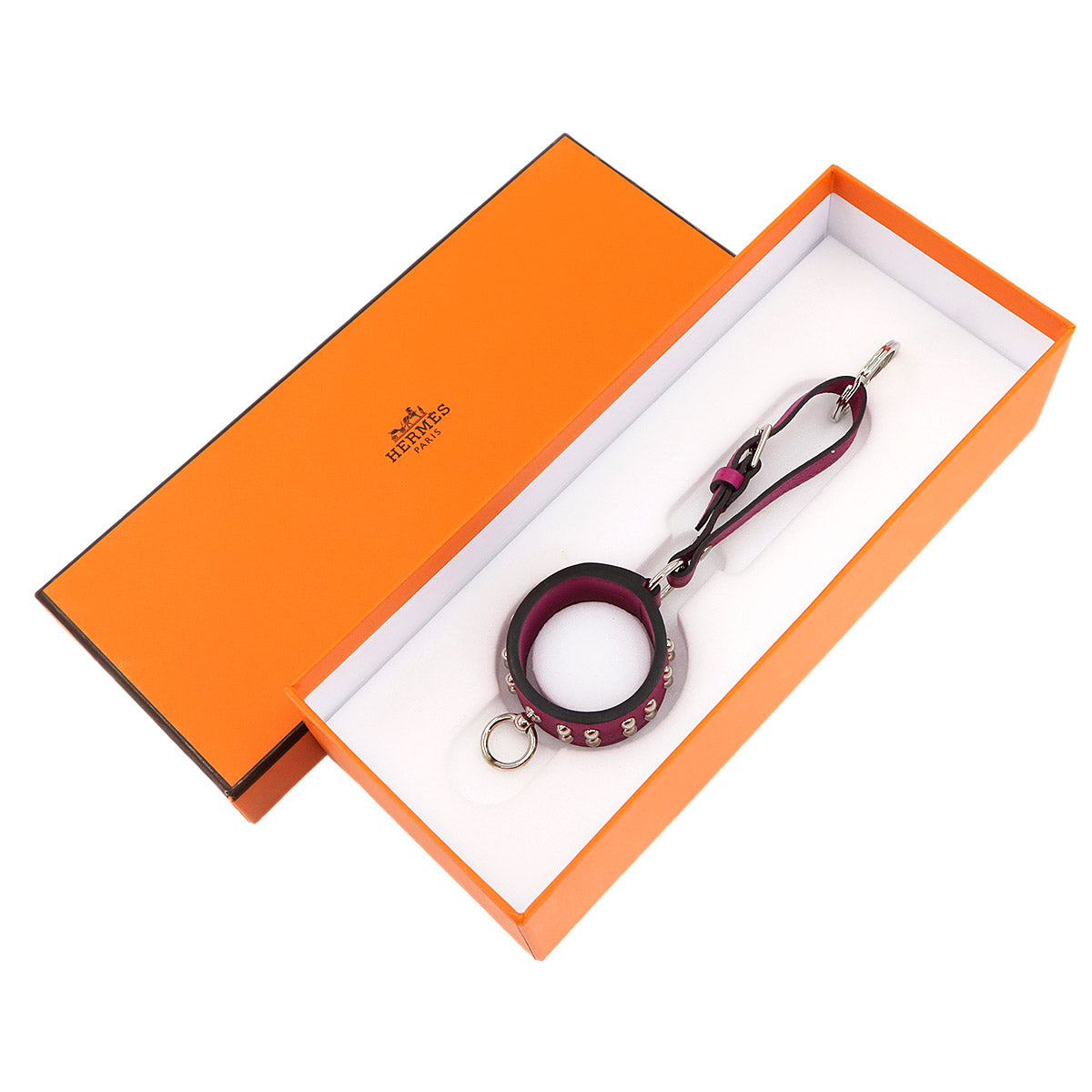 Collier De Chien Anneaux Bag Charm Epsom Rose Purple