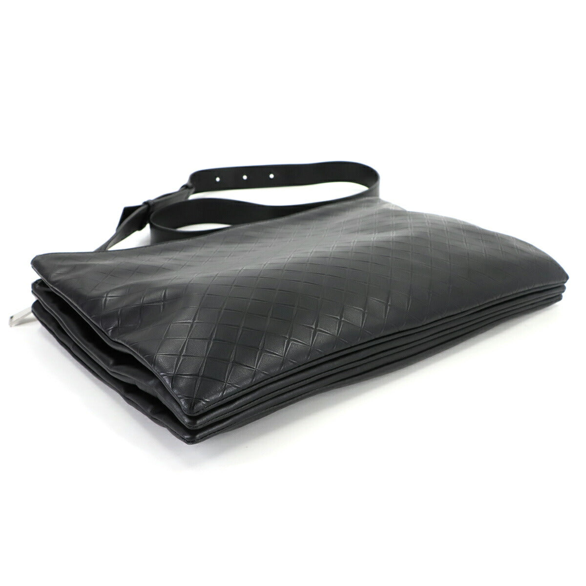 Trio Messenger Shoulder Bag Leather Black Purse