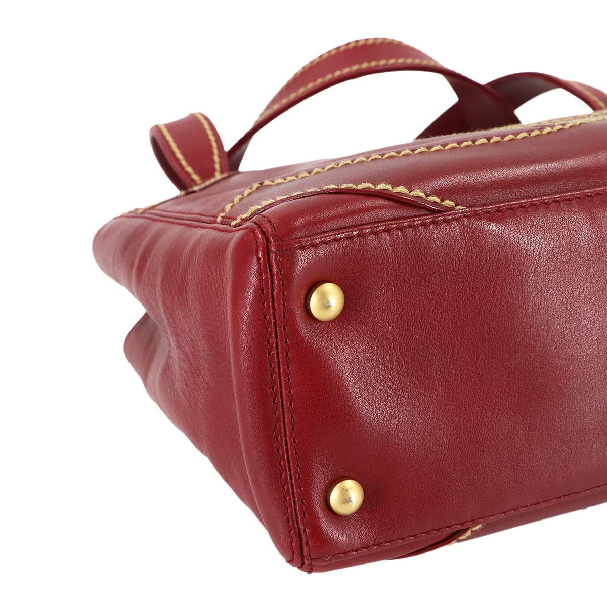 CC logo Hand Bag Leather Red Vintage Purse