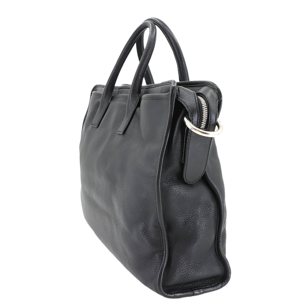 Briefcase Business Shoulder Bag Leather Black Anagram