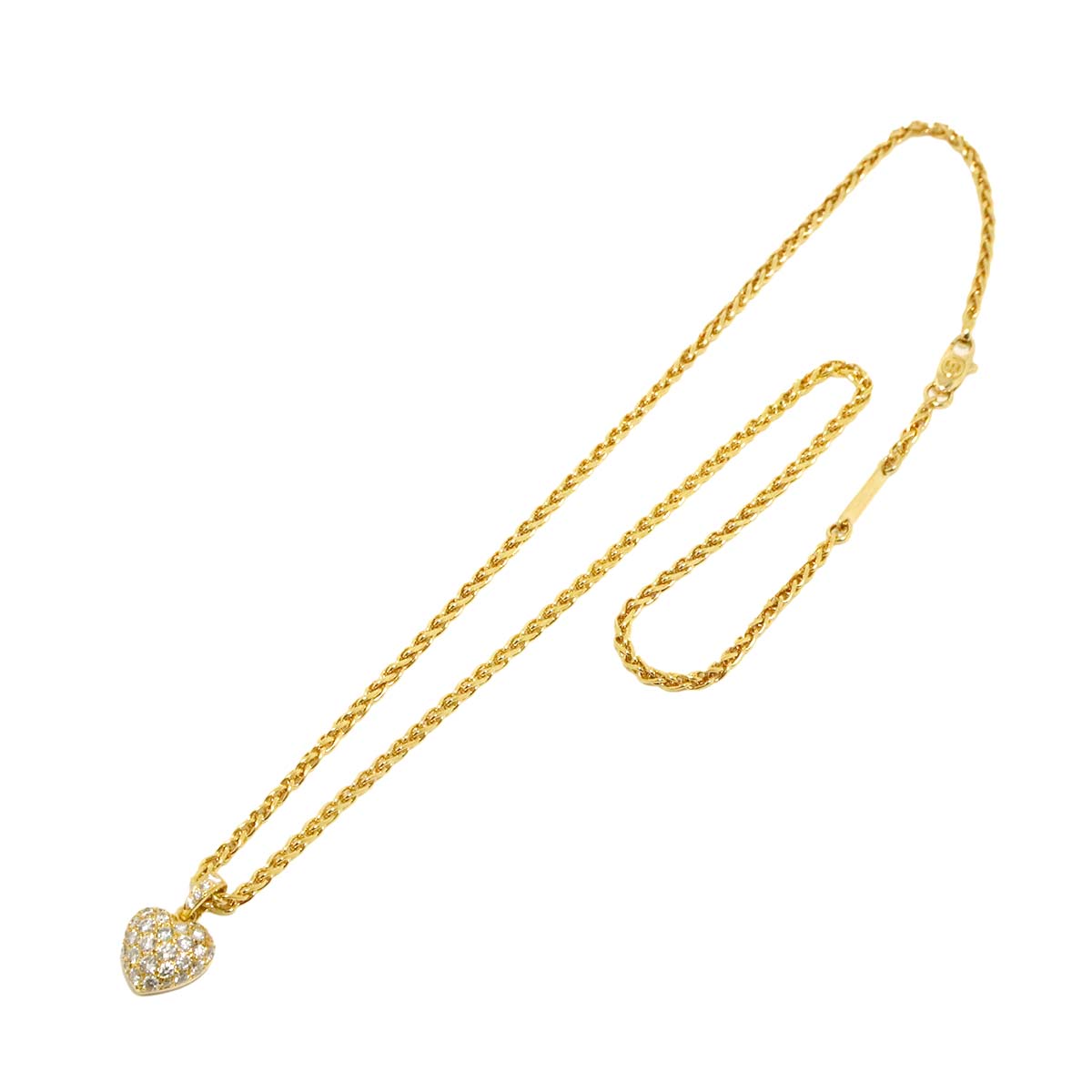 Heart Pave Diamond Necklace 18K Yellow Gold 750