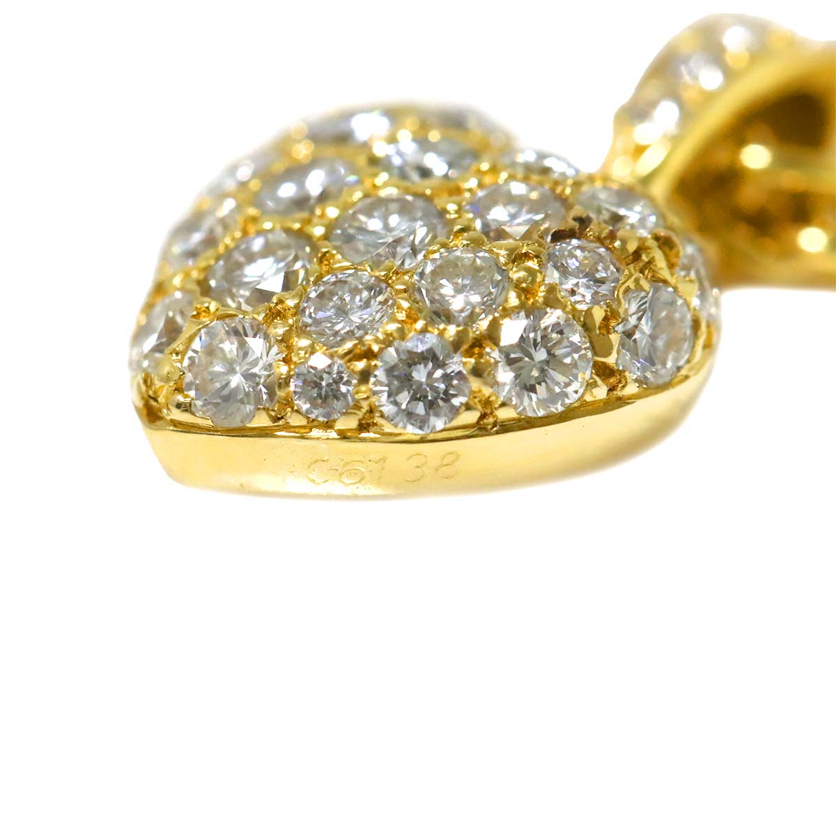 Heart Pave Diamond Necklace 18K Yellow Gold 750