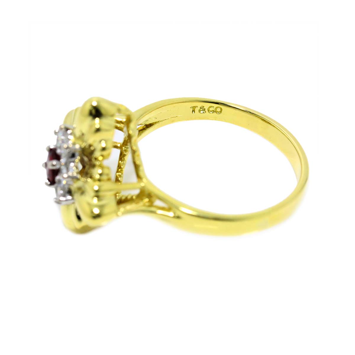 Ruby Diamond Ring 18K YG 750 size8-8.25(US)