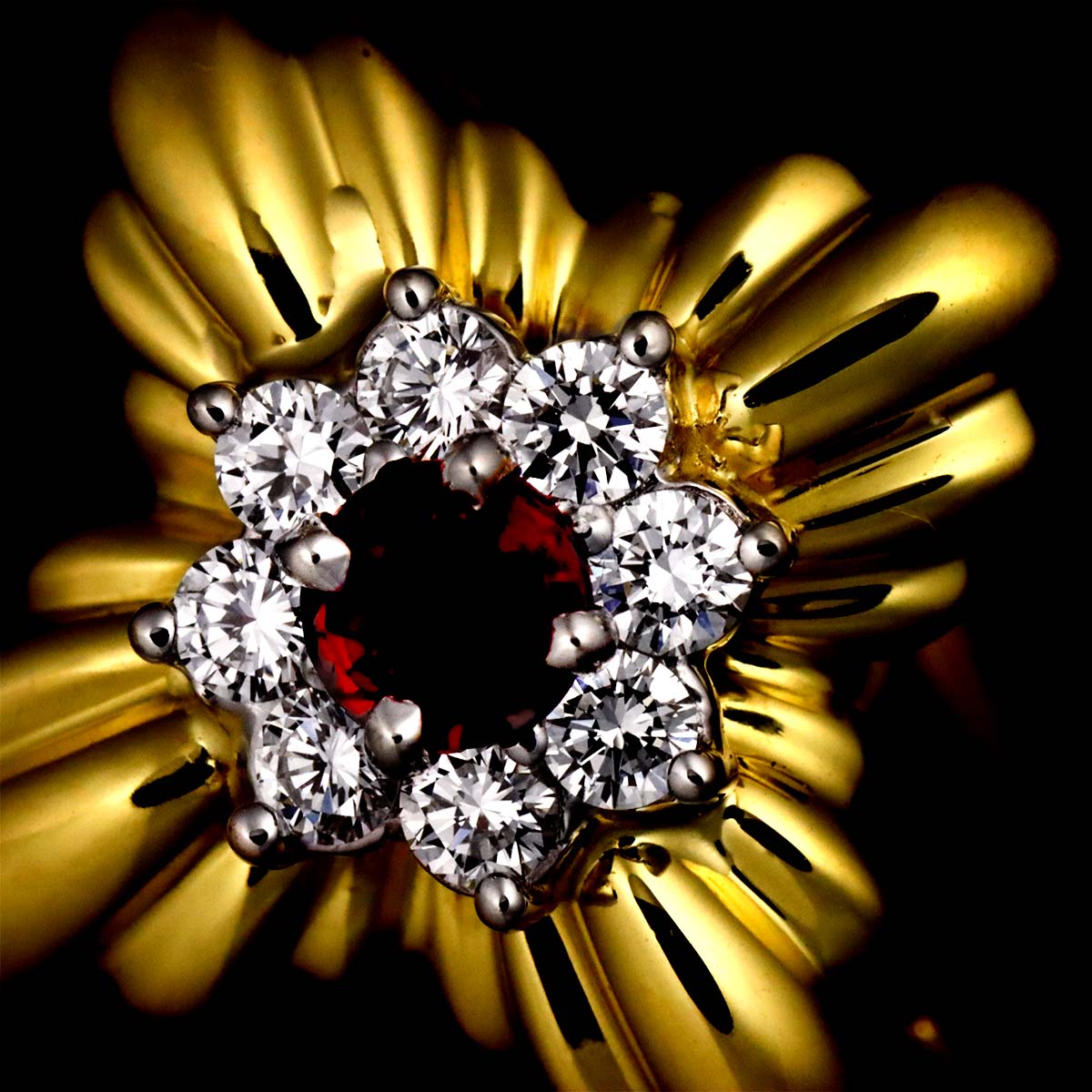 Ruby Diamond Ring 18K YG 750 size8-8.25(US)