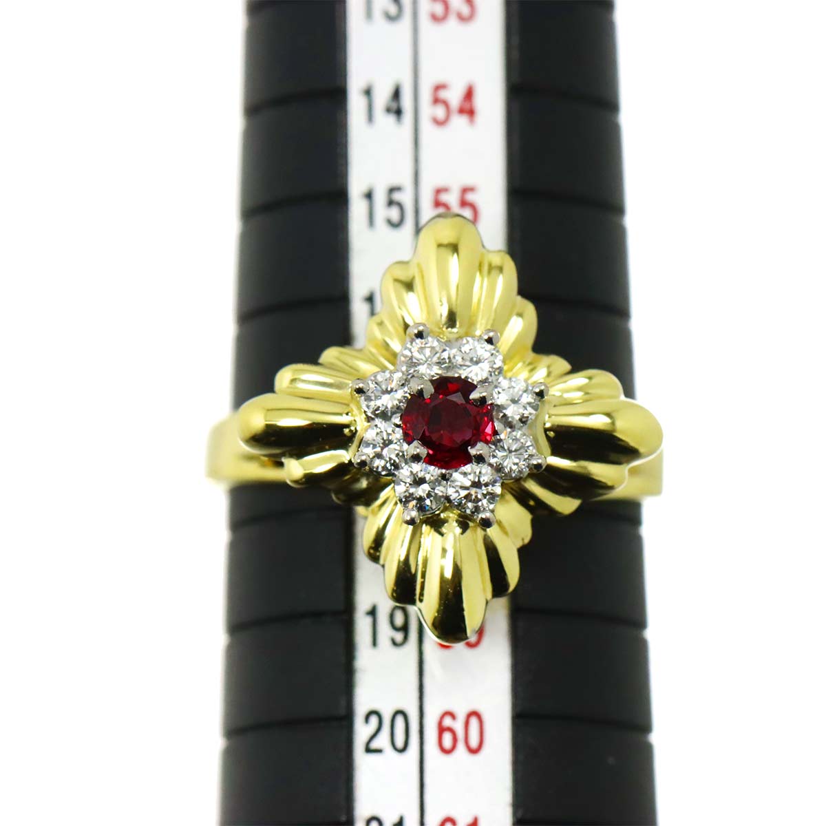 Ruby Diamond Ring 18K YG 750 size8-8.25(US)
