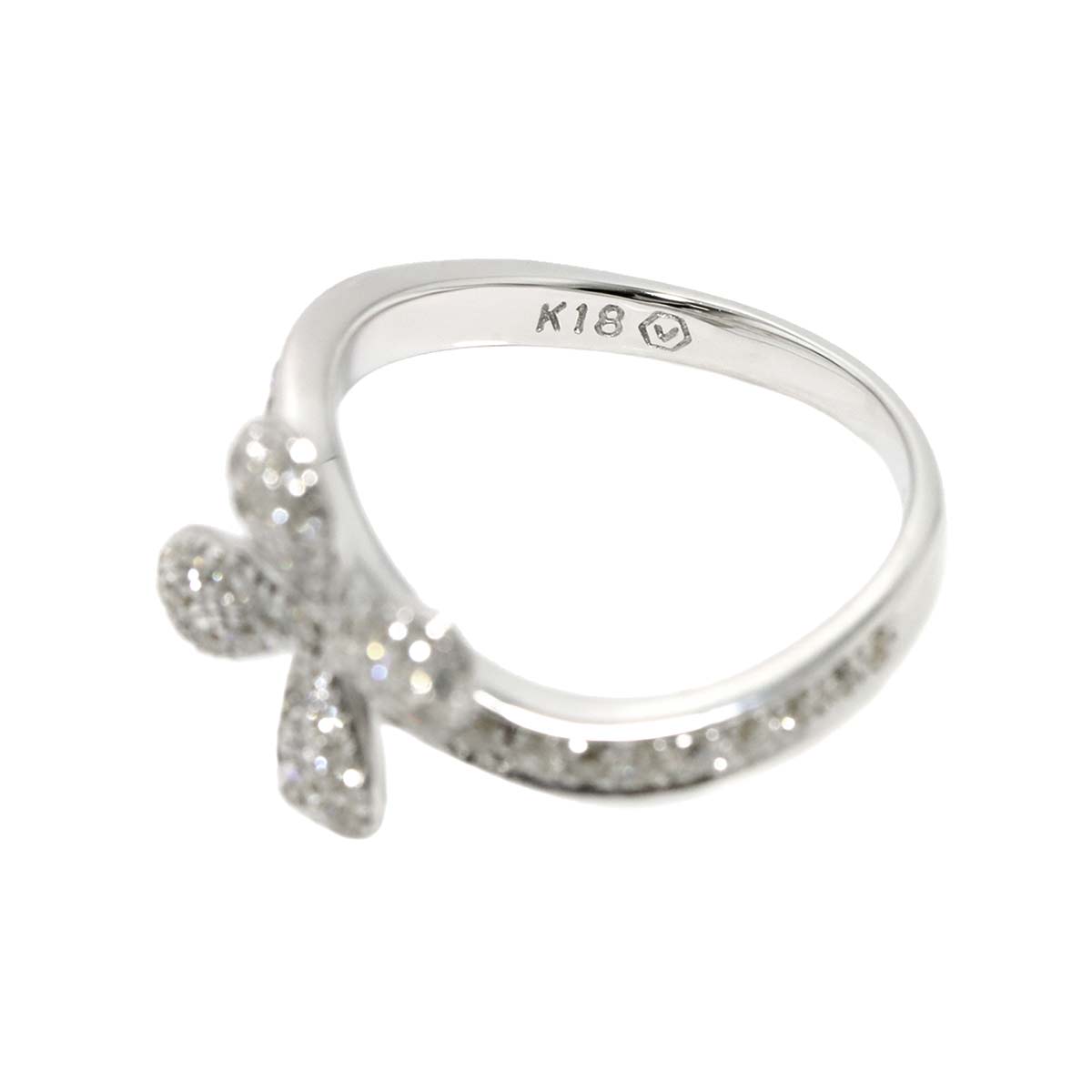 Diamond 0.44ct Flower Ring 18K WG 750 Size4.5-4.75(US)