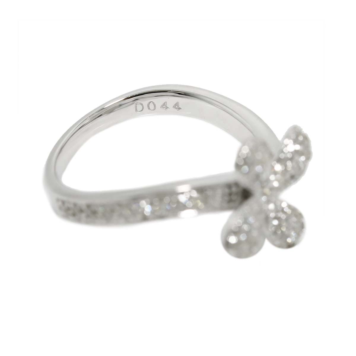 Diamond 0.44ct Flower Ring 18K WG 750 Size4.5-4.75(US)