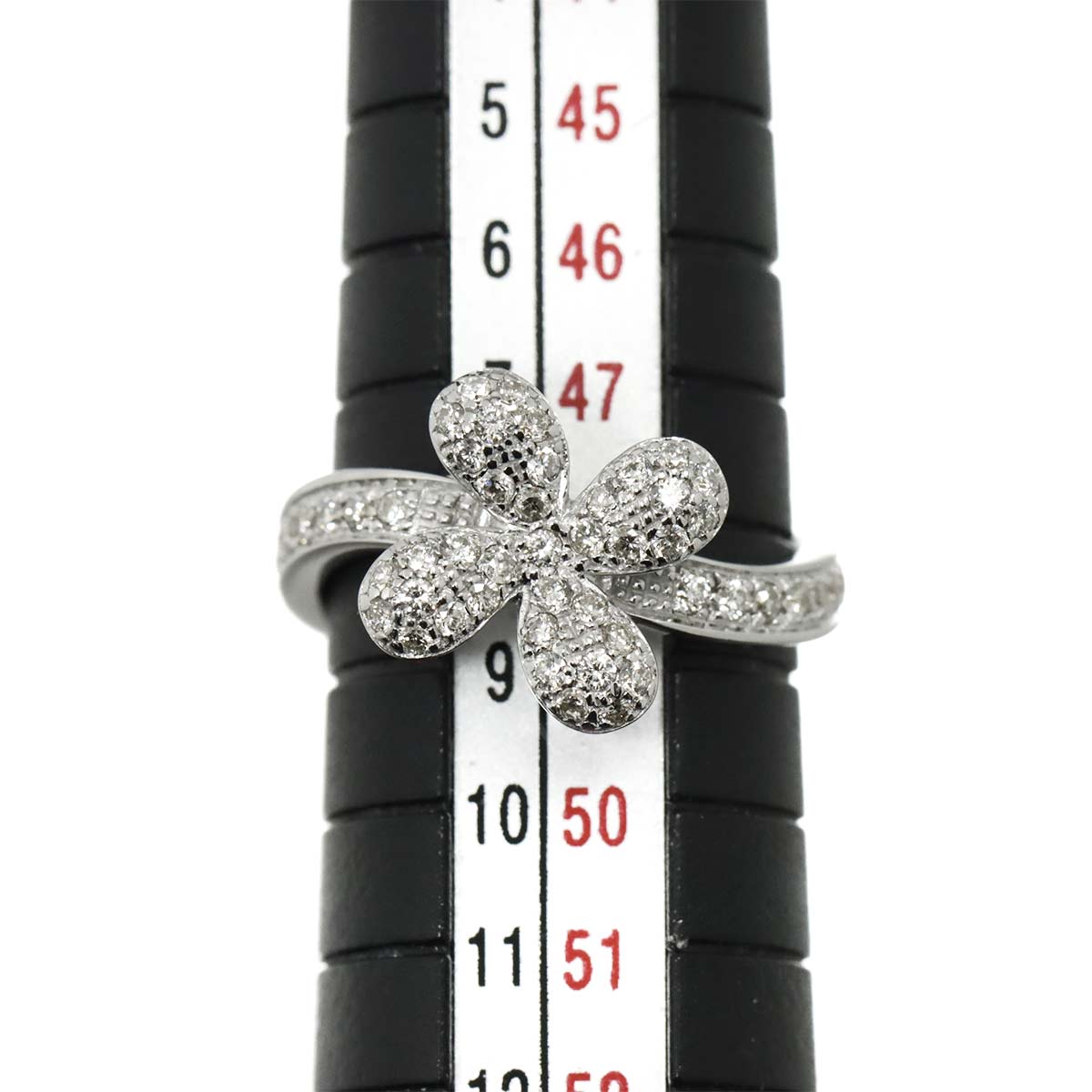 Diamond 0.44ct Flower Ring 18K WG 750 Size4.5-4.75(US)