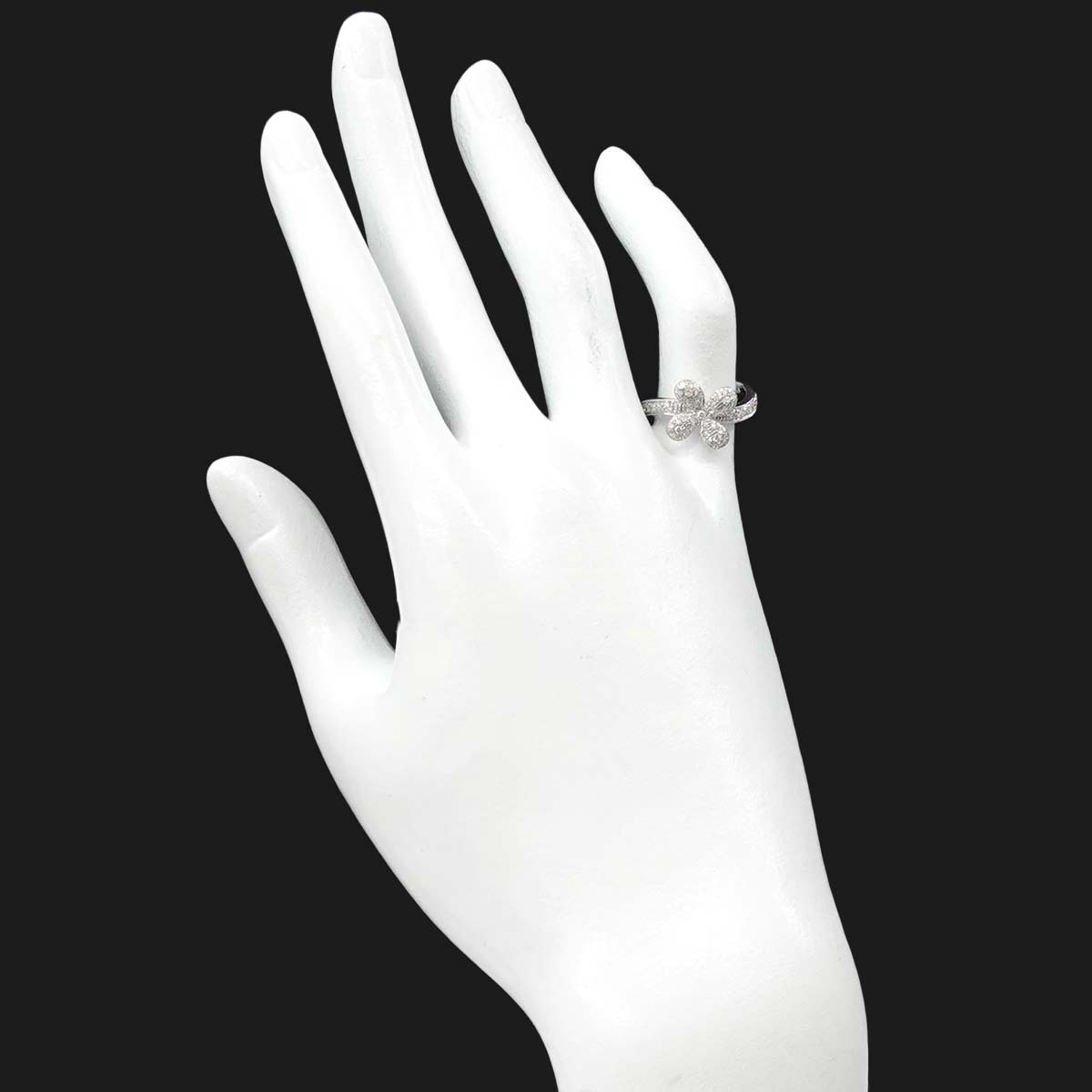 Diamond 0.44ct Flower Ring 18K WG 750 Size4.5-4.75(US)