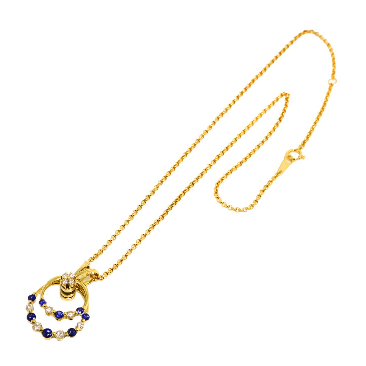 Sapphire 0.68ct Diamond 0.52ct Necklace 18K YG 750