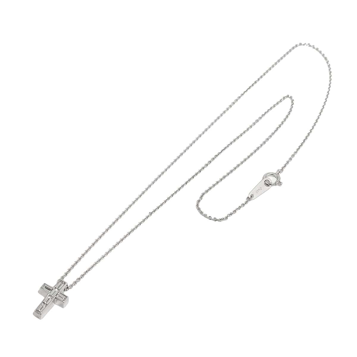 Diamond 0.38ct Cross Necklace 18K White Gold 750