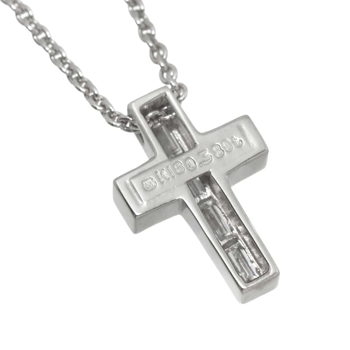 Diamond 0.38ct Cross Necklace 18K White Gold 750