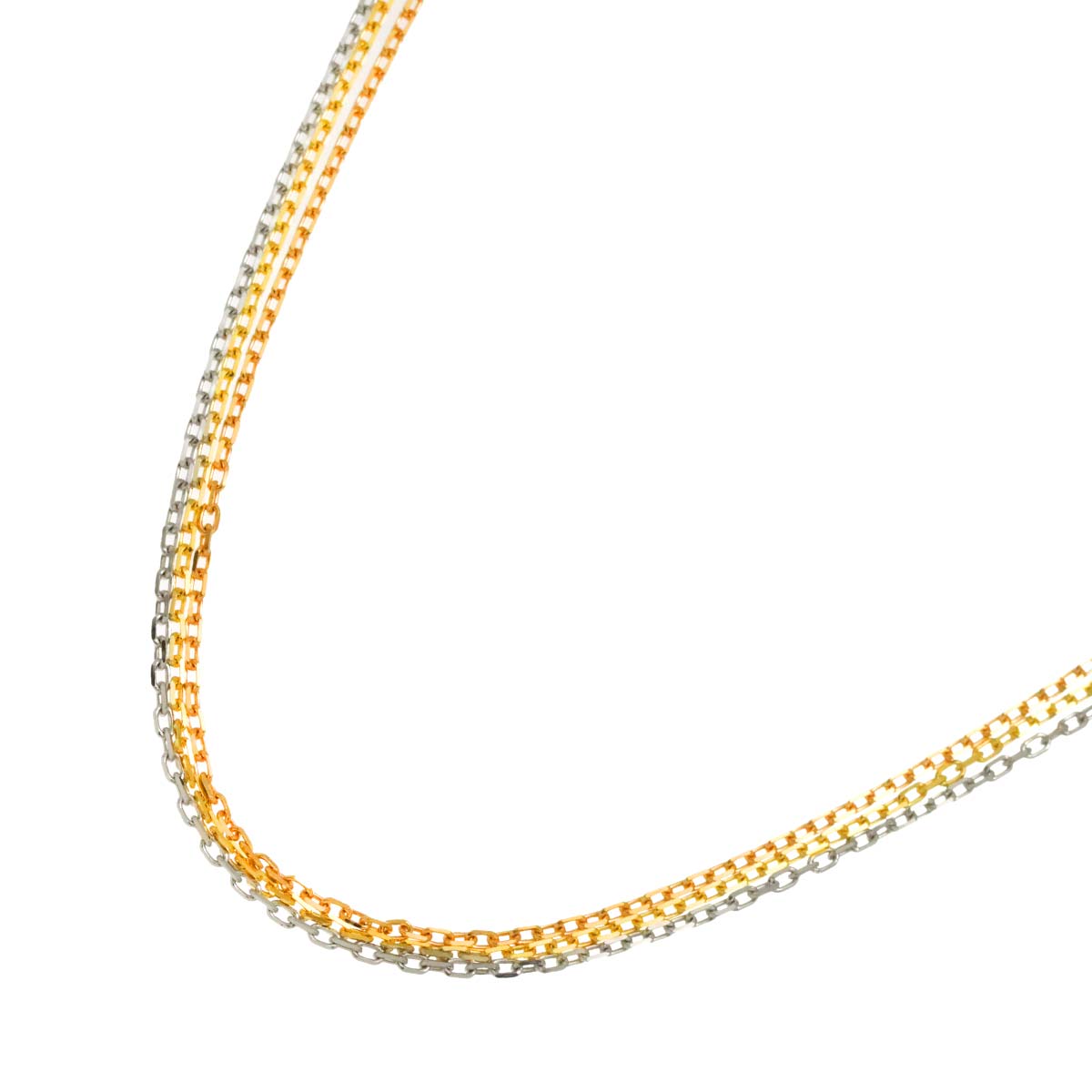 Trinity Chain Necklace 18K YG WG PG 750