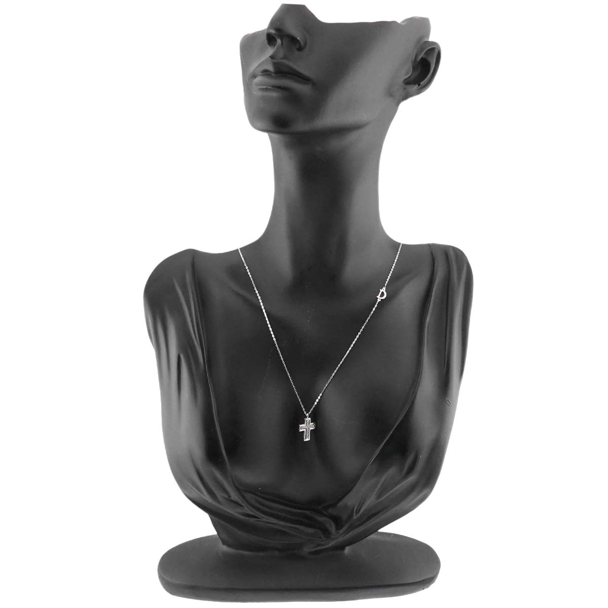 Belle Epoque Mini Diamond Cross Necklace 18K WG 750