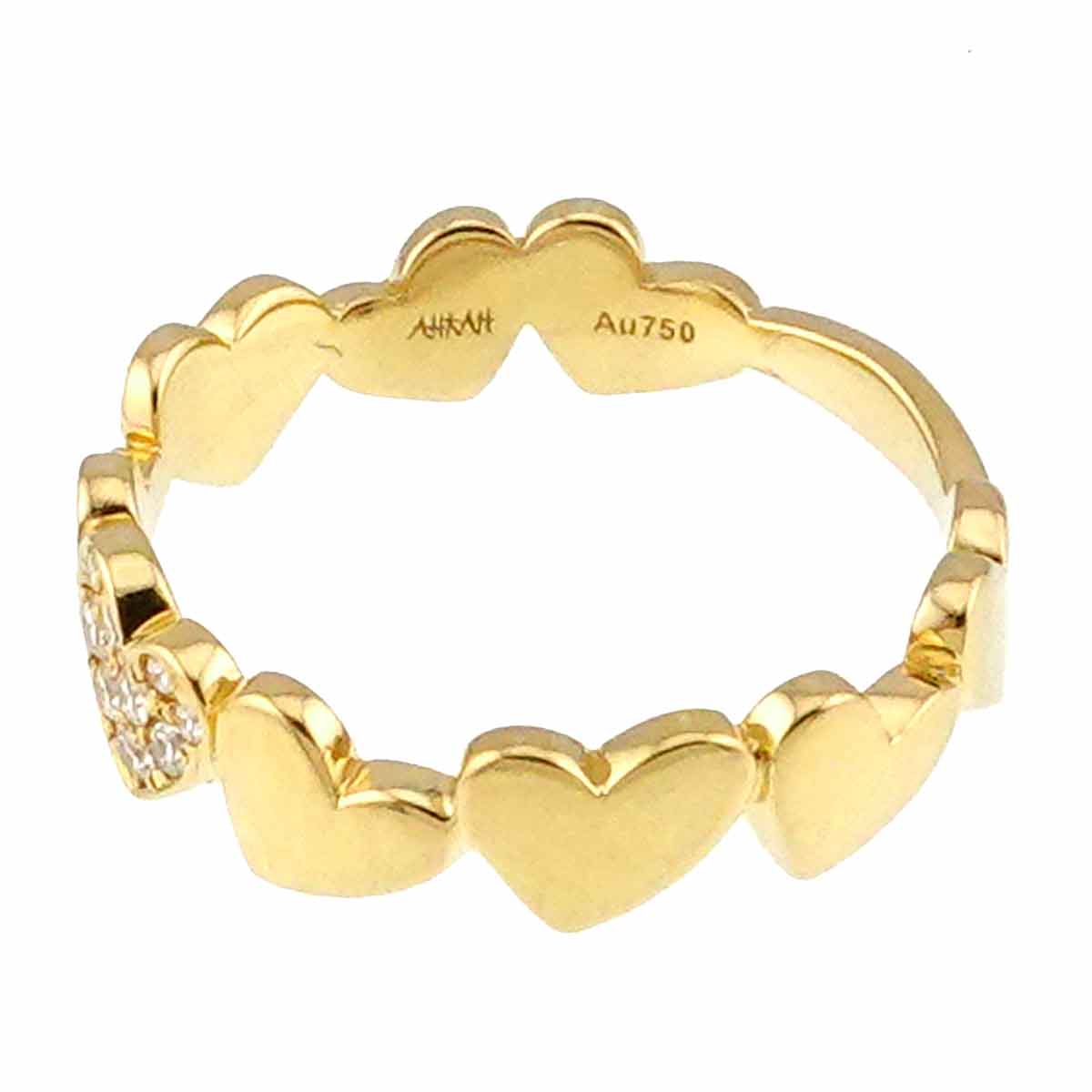 Diamond 0.05ct Heart Ring 18K Yellow Gold 750 Size4.75-5(US)