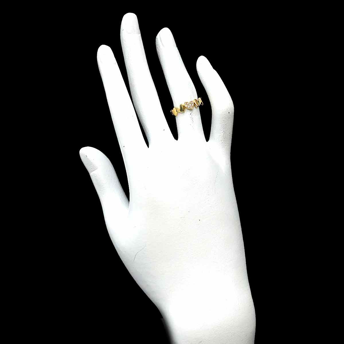 Diamond 0.05ct Heart Ring 18K Yellow Gold 750 Size4.75-5(US)